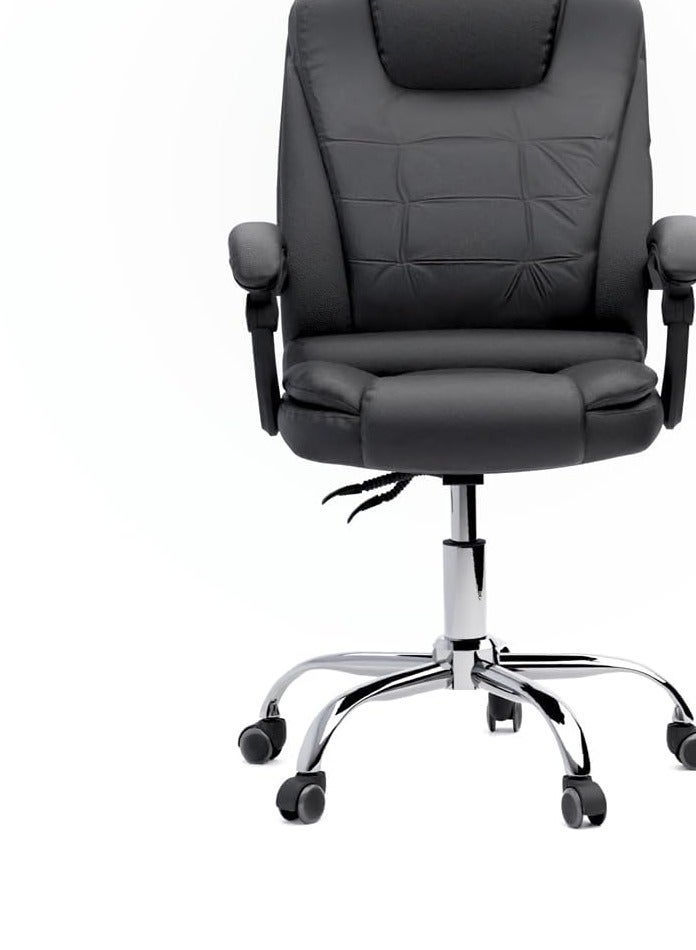 Mahmayi UL UT-C417A High Back PU Chair, Adjustable Height, 360 Degree Swivel, Caster Wheel Support Ideal for Home and Office Black