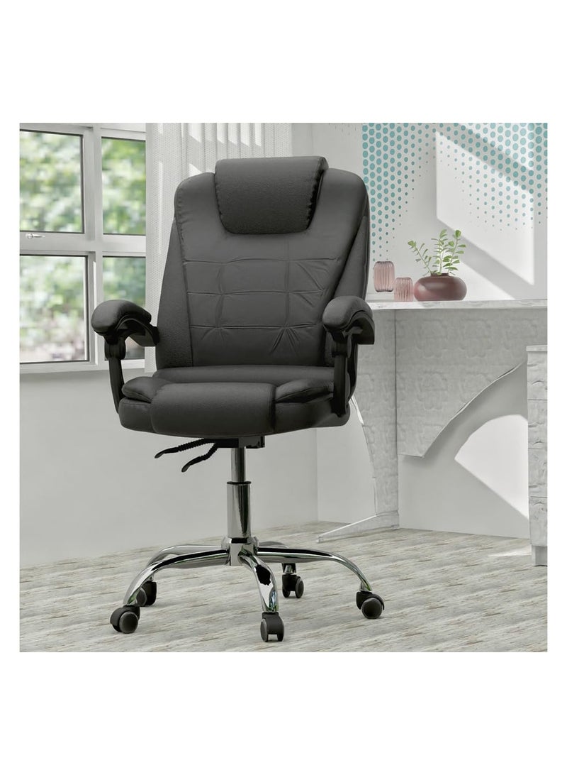 Mahmayi UL UT-C417A High Back PU Chair, Adjustable Height, 360 Degree Swivel, Caster Wheel Support Ideal for Home and Office Black