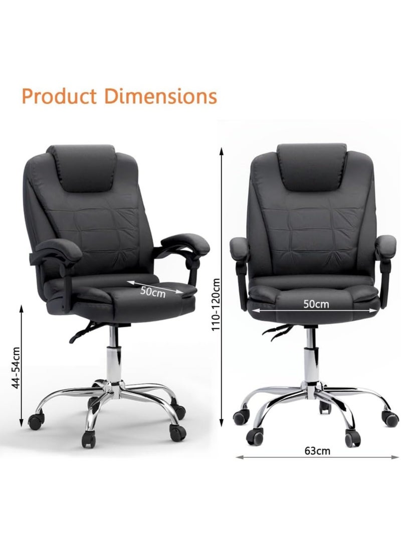 Mahmayi UL UT-C417A High Back PU Chair, Adjustable Height, 360 Degree Swivel, Caster Wheel Support Ideal for Home and Office Black
