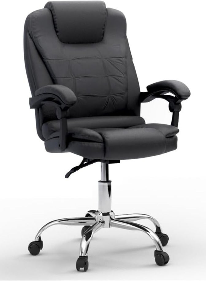 Mahmayi UL UT-C417A High Back PU Chair, Adjustable Height, 360 Degree Swivel, Caster Wheel Support Ideal for Home and Office Black