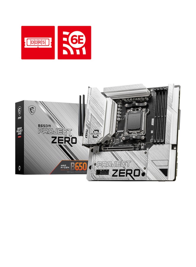 B650M PROJECT ZERO mATX AM5 Motherboard, AMD B650, 4x DDR5 Slots & 128 GB Max Capacity, Wi-Fi 6E / BT5.3, 2x M.2, 1x HDMI / DP 1.4, 1x PCI-E x16 | 911-7E09-003