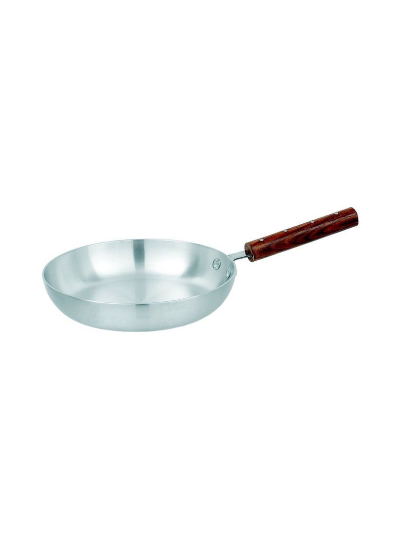 Sonex Traditional Frying Pan No.3 (28 cm), Cookware, Ergonominc Heat Resistant Wooden Handle, Frying Pan, Built to Last, Easy to Clean Dishwasher Safe,Metal Finish Aluminum, Silver