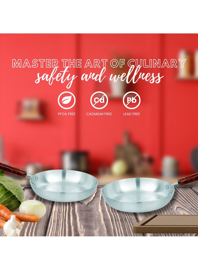 Sonex Traditional Frying Pan No.3 (28 cm), Cookware, Ergonominc Heat Resistant Wooden Handle, Frying Pan, Built to Last, Easy to Clean Dishwasher Safe,Metal Finish Aluminum, Silver