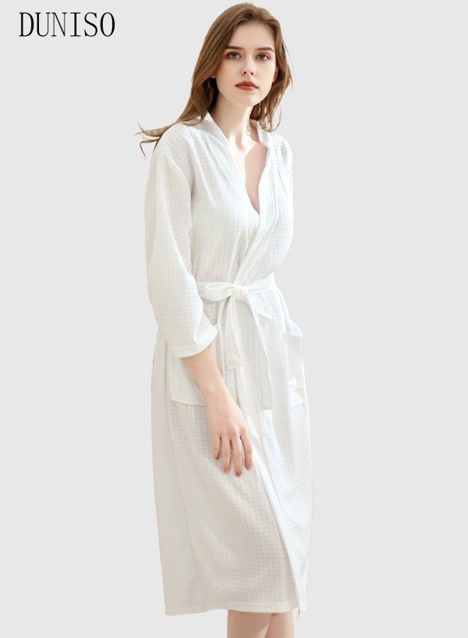 Women's Robe Lightweight Soft Kimono Robes Loungewear with Long Sleeve Side Pockets Sleepwear Spa Robe Nightwear Nightgown Women Water Bathrobe Bridesmaid Robes Dressing Gown Autumn Robe