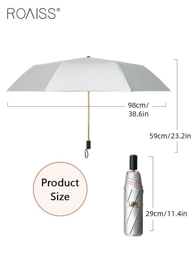 Double Layer Multi Functional Sun Umbrella with Super Sun and Uv Protection 3 Fold Vinyl Sunshade 8 Rib Design for Rain and Shine Upf50+ Suitable for Commuting and Traveling Outdoors