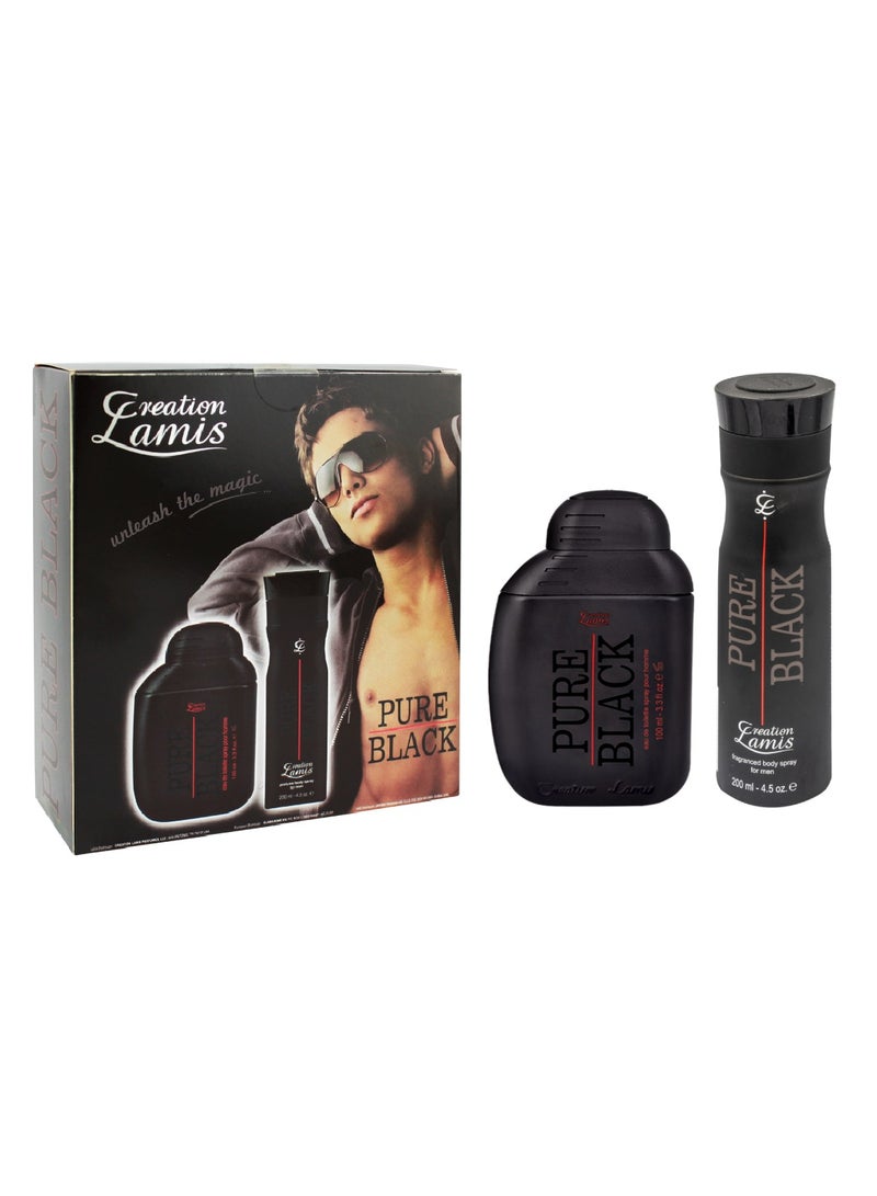 Pure Black 2Pcs Promo Pack Eau de Toilette 100ml + Fragrance Body Spray 200ml For Men
