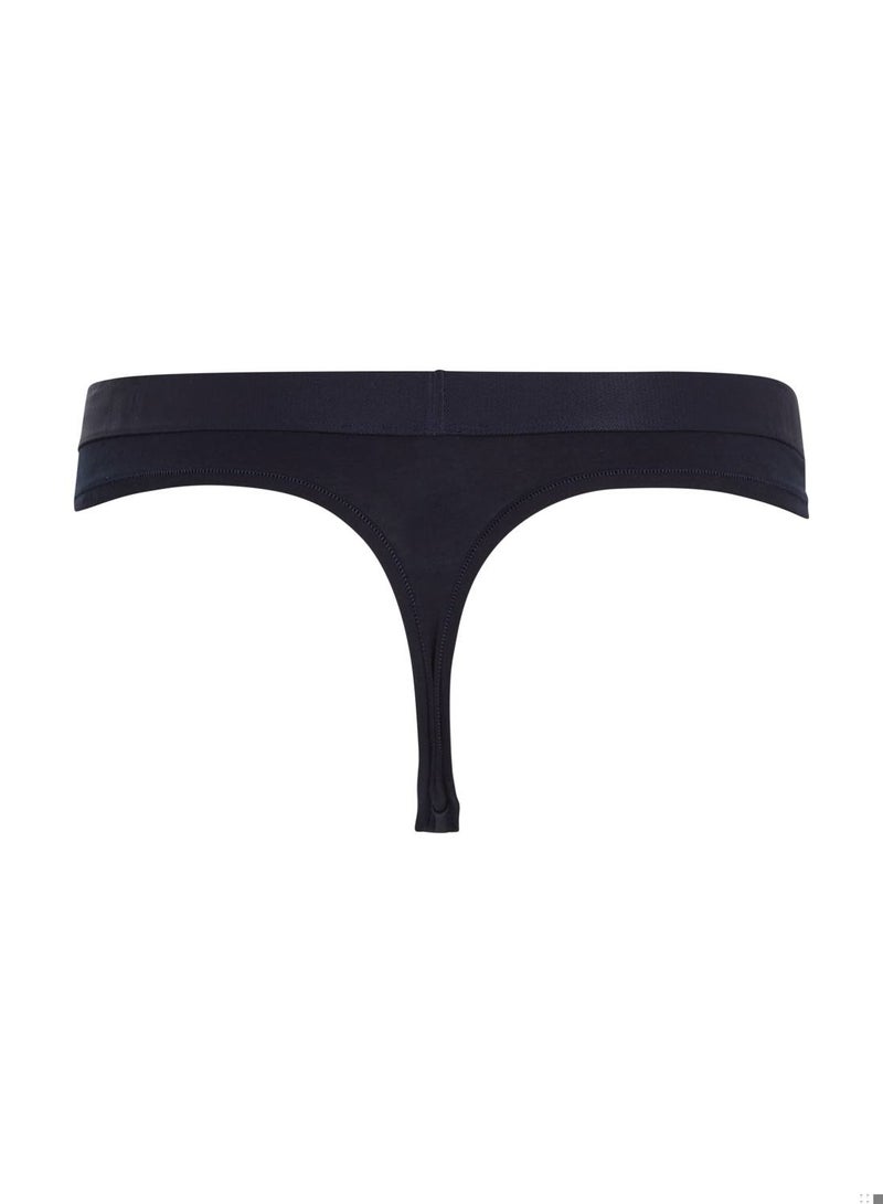 Women's Original Logo Waistband Thong Underwear Bottoms, Navy