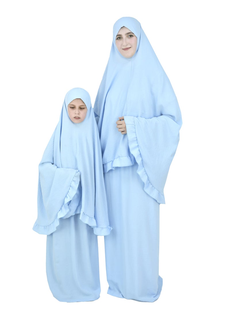 Two Piece Islamic prayer dress for girls kids and women -Prayer Clothes for girls and Muslim Women-Prayer Abaya For women and girls kids- Umrah essentials for women -Prayer dress women