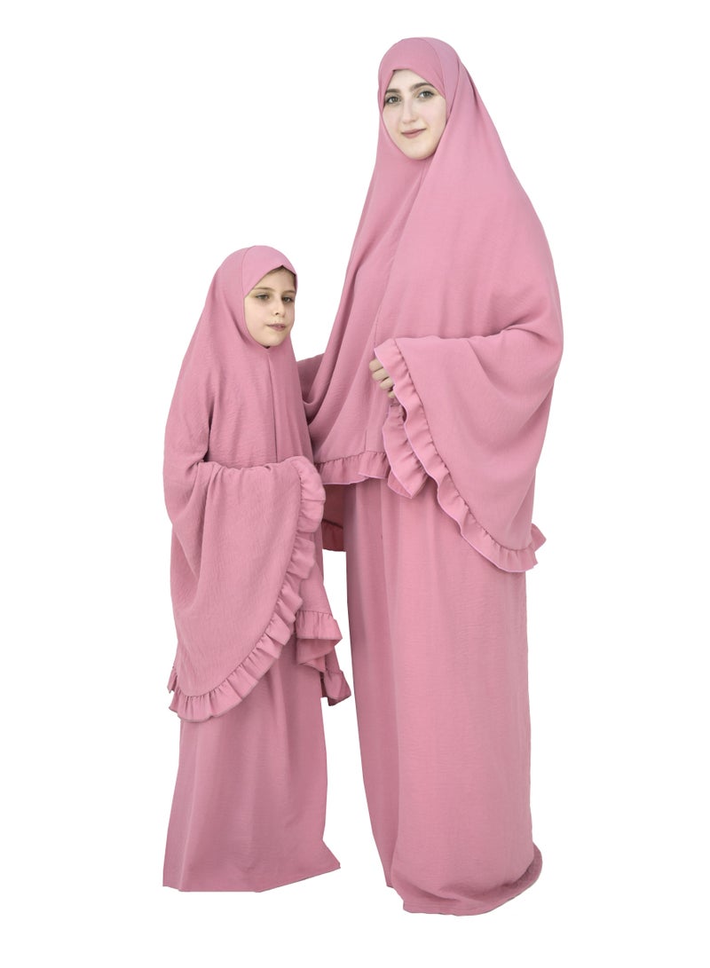 Two Piece Islamic prayer dress for girls kids and women -Prayer Clothes for girls and Muslim Women-Prayer Abaya For women and girls kids- Umrah essentials for women -Prayer dress women