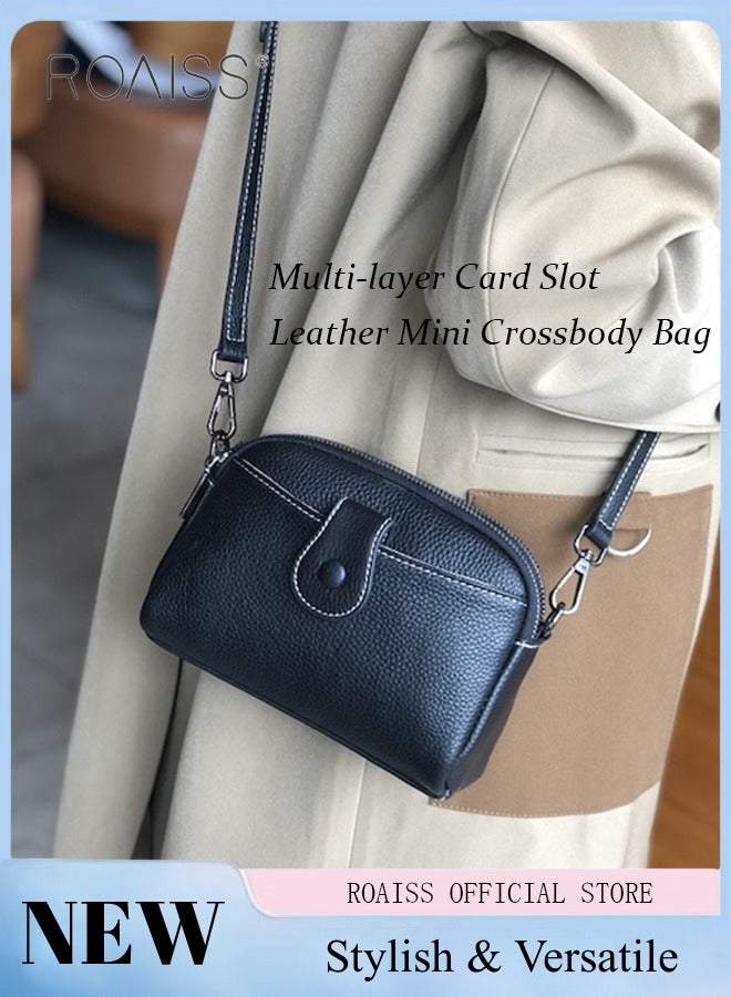 Women Genuine Leather Shoulder Bag Solid Color Design Multiple Card Slots and Scientific Compartmentalization Women Mini Crossbody Bag Exquisite Craftsmanship and Soft Touch