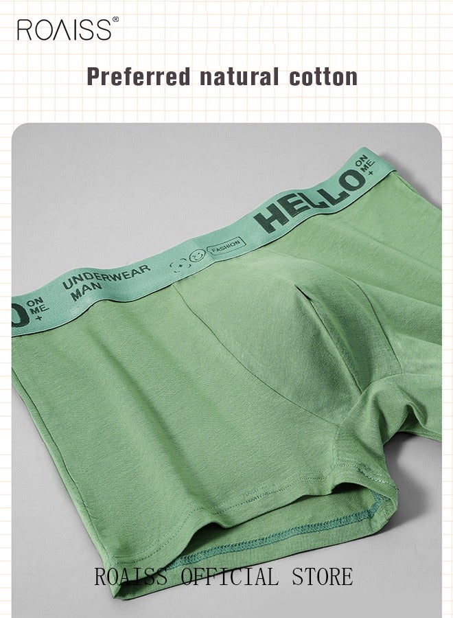 Men's Boxers 4 Pack Set Trend Men's Teenage Boys Underwear Short Briefs High Elastic Classic Underwear