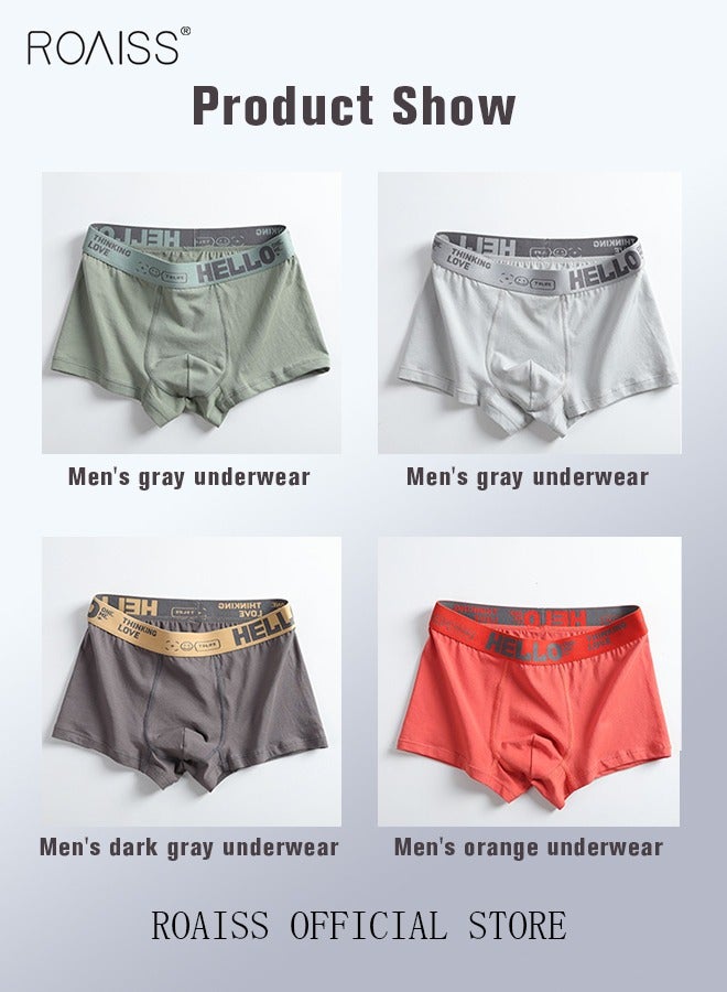 Men's Boxers 4 Pack Set Trend Men's Teenage Boys Underwear Short Briefs High Elastic Classic Underwear