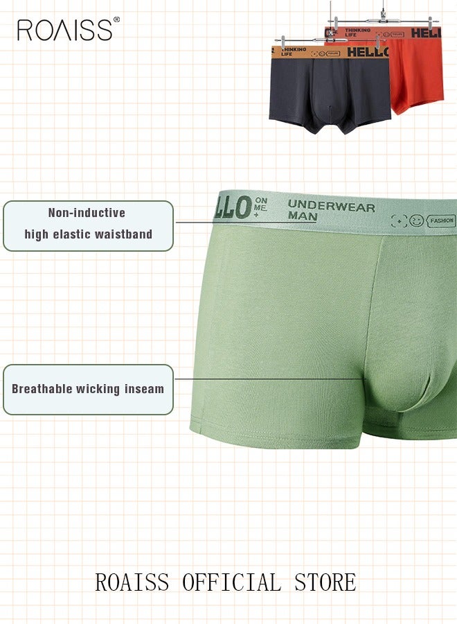 Men's Boxers 4 Pack Set Trend Men's Teenage Boys Underwear Short Briefs High Elastic Classic Underwear