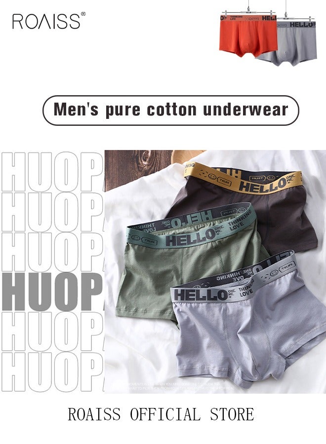Men's Boxers 4 Pack Set Trend Men's Teenage Boys Underwear Short Briefs High Elastic Classic Underwear