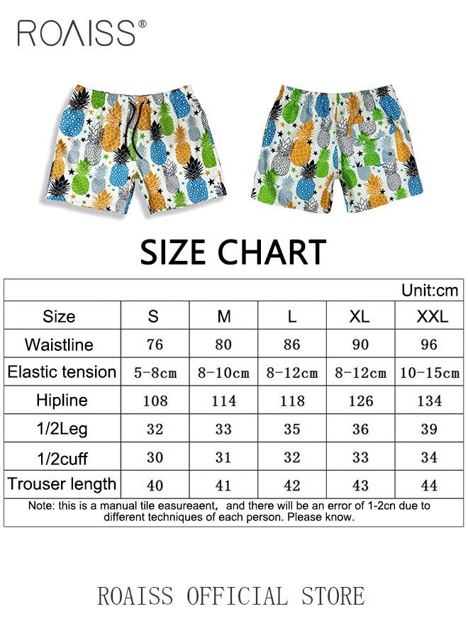 Men Beach Shorts Fashionable Printed Quick Dry Fabric Loose Fit for Body Enhancement Men Mid Length Swim Trunks & Beach Pants