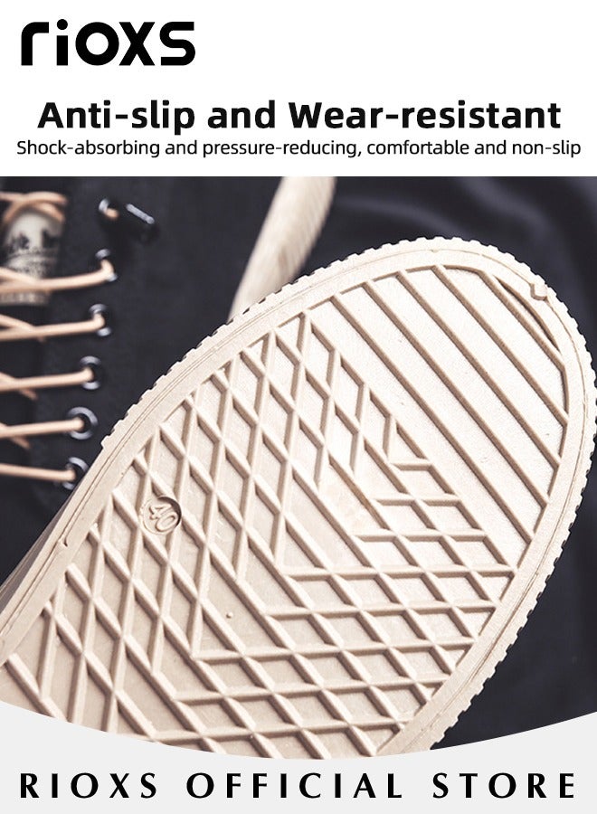 Men's Casual Canvas Low Top Sneakers, High-quality Lace Up Lightweight Breathable Shoes, Fashionable Comfortable Flat Shoes with Non-slip Sole, Sporty Outdoor Trainers, Suitable for Various Activities