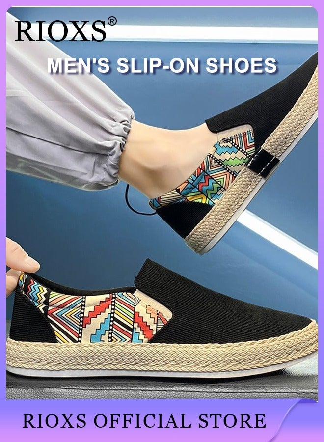 Men's Classic Canvas Low Top Sneakers Lightweight Breathable Casual Slip On Shoes Fashion Comfortable Flat Sandals