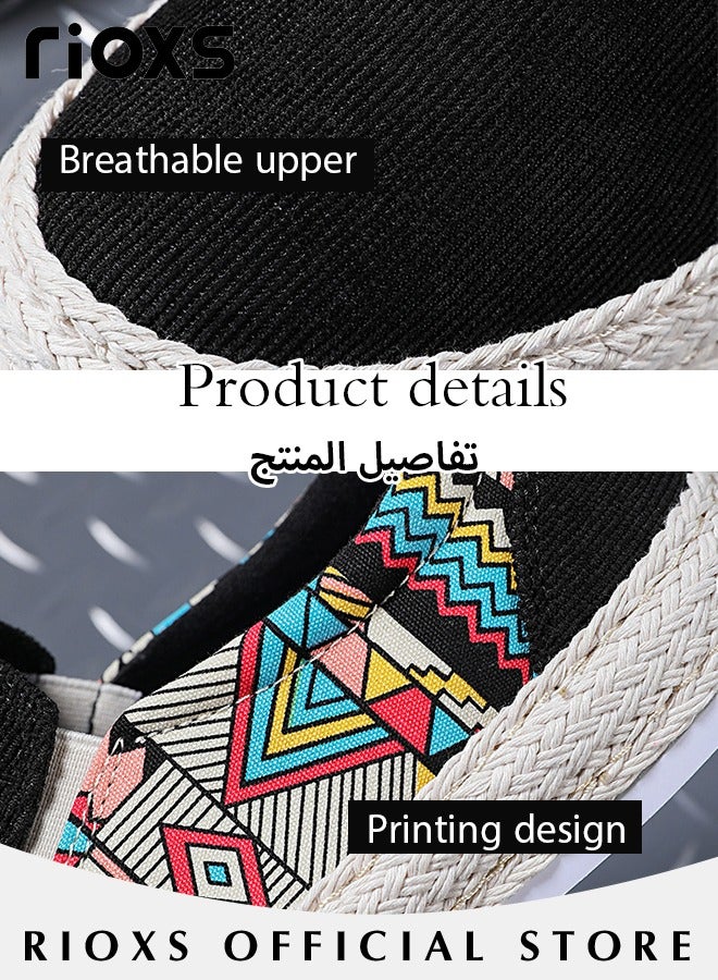 Men's Classic Canvas Low Top Sneakers Lightweight Breathable Casual Slip On Shoes Fashion Comfortable Flat Sandals