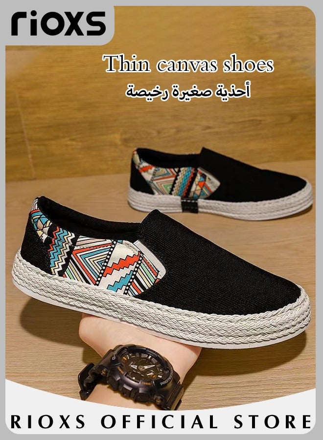 Men's Classic Canvas Low Top Sneakers Lightweight Breathable Casual Slip On Shoes Fashion Comfortable Flat Sandals