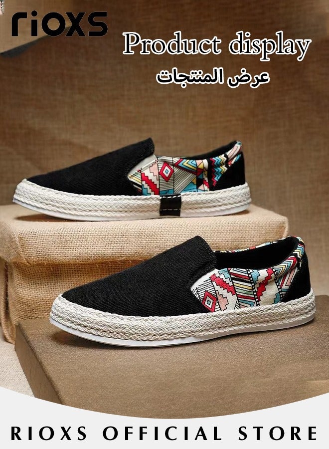 Men's Classic Canvas Low Top Sneakers Lightweight Breathable Casual Slip On Shoes Fashion Comfortable Flat Sandals