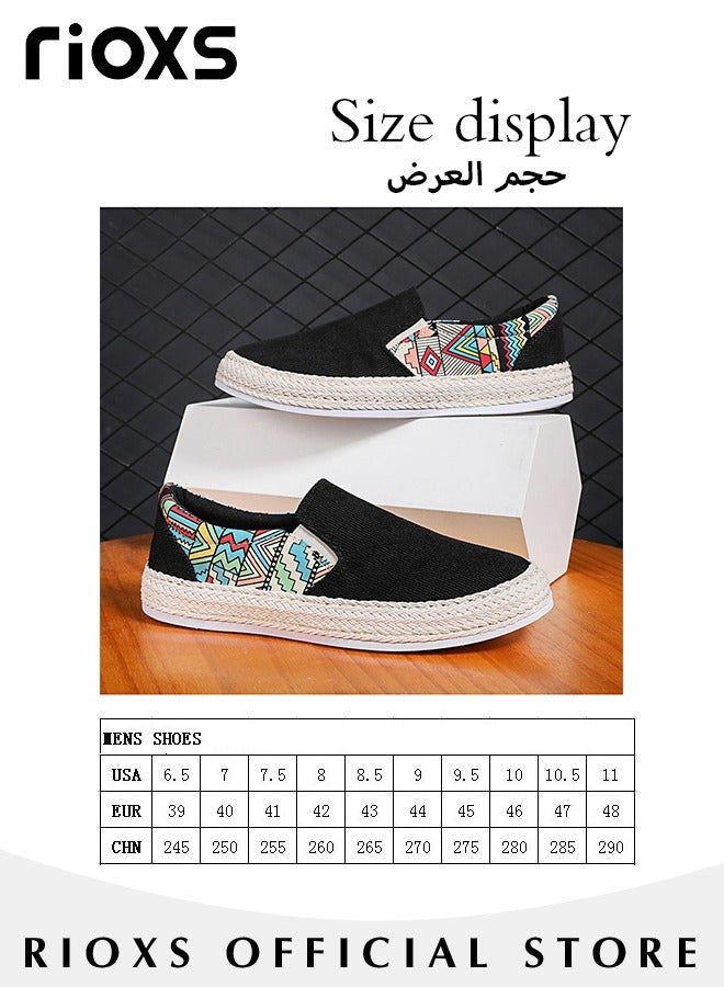 Men's Classic Canvas Low Top Sneakers Lightweight Breathable Casual Slip On Shoes Fashion Comfortable Flat Sandals
