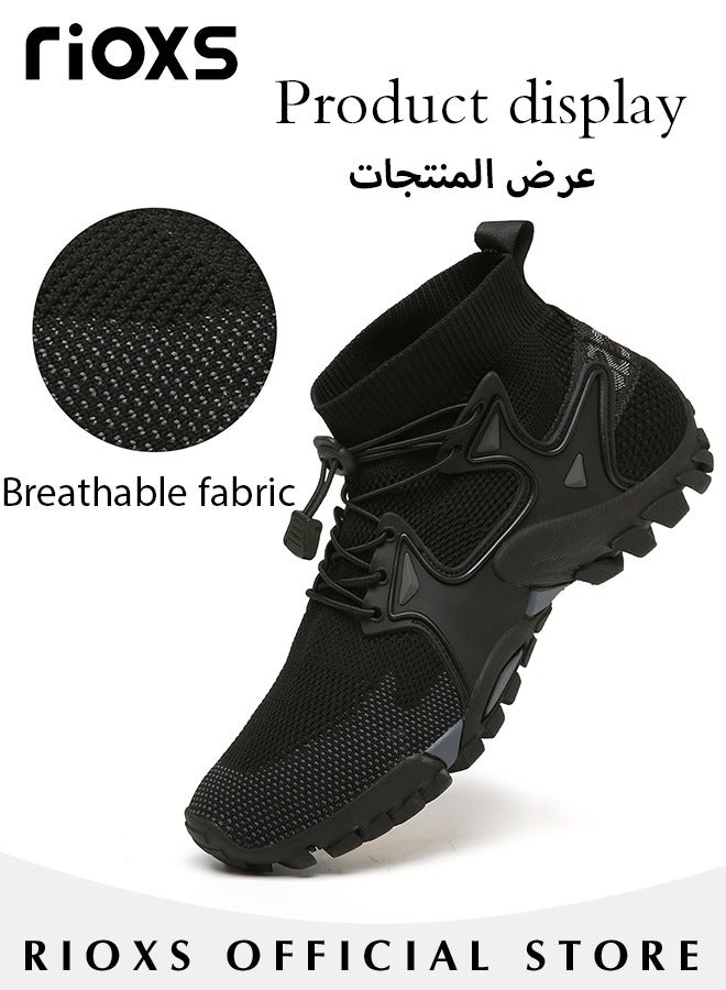 Men's Sports Shoes,Outdoor Non-Slip Trail Running Shoes,Breathable Athletic Sneakers,Trekking Shoes,Hiking Trainers For Men,Lightweight Trail Running Shoes,Climbing Walking Fitness Jogging Sock Sneakers