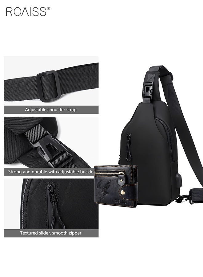 Set of 2 Waterproof Fashion Casual Crossbody Bag Men's Daily Commuting Adjustable Shoulder Strap Sports Bag
