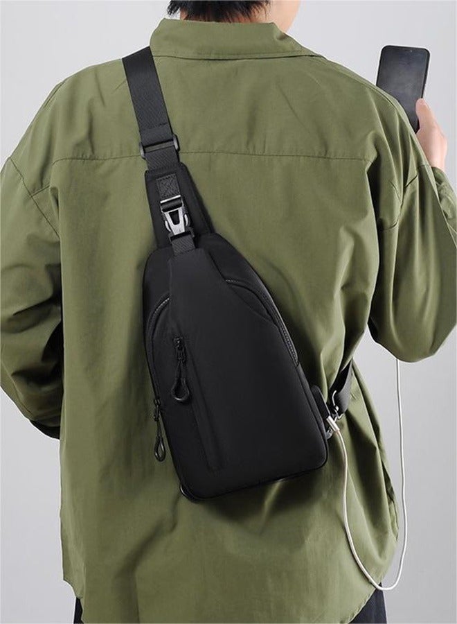 Set of 2 Waterproof Fashion Casual Crossbody Bag Men's Daily Commuting Adjustable Shoulder Strap Sports Bag