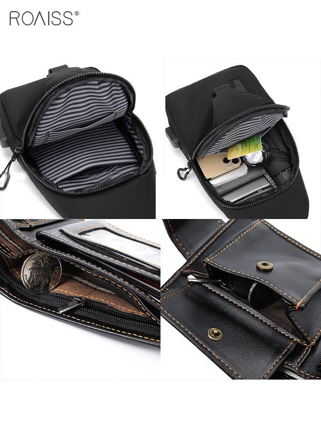 Set of 2 Waterproof Fashion Casual Crossbody Bag Men's Daily Commuting Adjustable Shoulder Strap Sports Bag