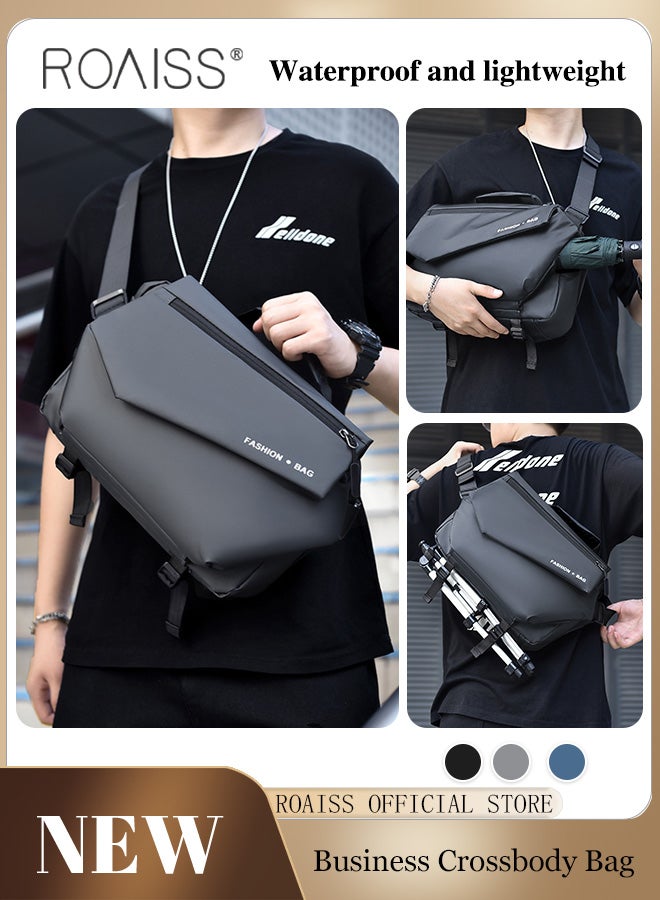 Men Multi Functional Tote Bag Functional and Spacious Crossbody Bag with Magnetic Snap Closure and Expandable Buckles for Open Storage Space