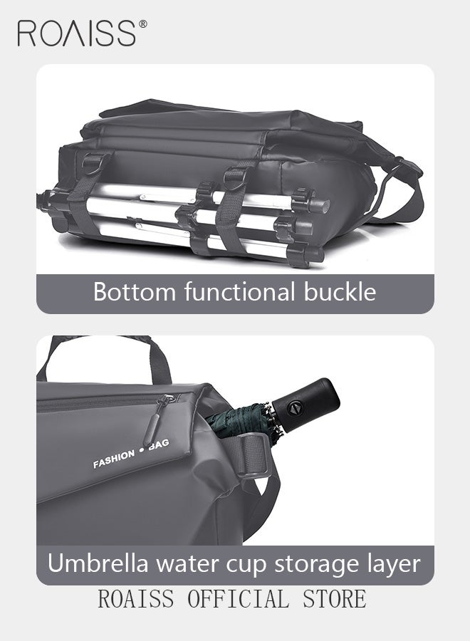 Men Multi Functional Tote Bag Functional and Spacious Crossbody Bag with Magnetic Snap Closure and Expandable Buckles for Open Storage Space