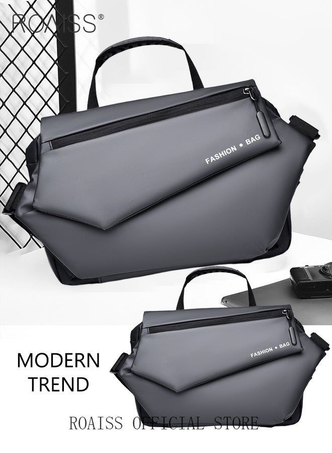 Men Multi Functional Tote Bag Functional and Spacious Crossbody Bag with Magnetic Snap Closure and Expandable Buckles for Open Storage Space