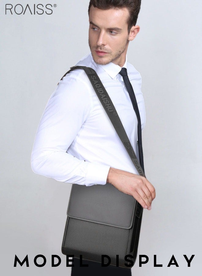 2-Piece Pu Leather Business Flip Shoulder Bag Detachable And Adjustable Casual Crossbody Bag Durable And Waterproof Large Capacity Business Bag