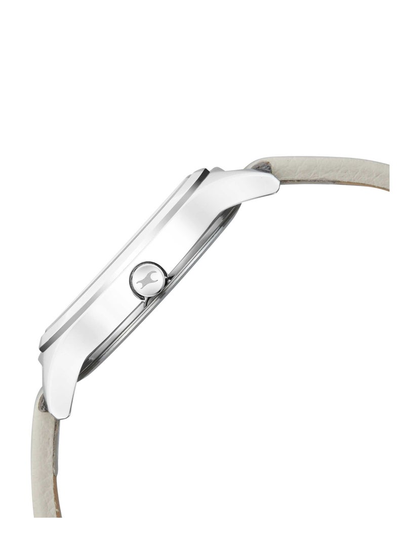 Fastrack Stunners Quartz Analog White Dial Leather Strap Watch for Girls