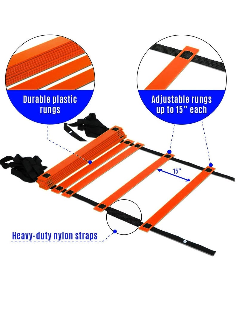 Agility Ladder,12 Steps to 24 Steps Adjustable Speed Ladder Training Ladder Speed Training Equipment with Carry Bag, Football Flexibility Training Jumping Ladder