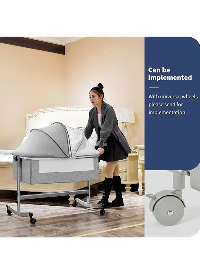 4-In-1 Multifunction Height Adjustable Bedside Sleeper And Nets, Bassinet for Newborn Infant Baby