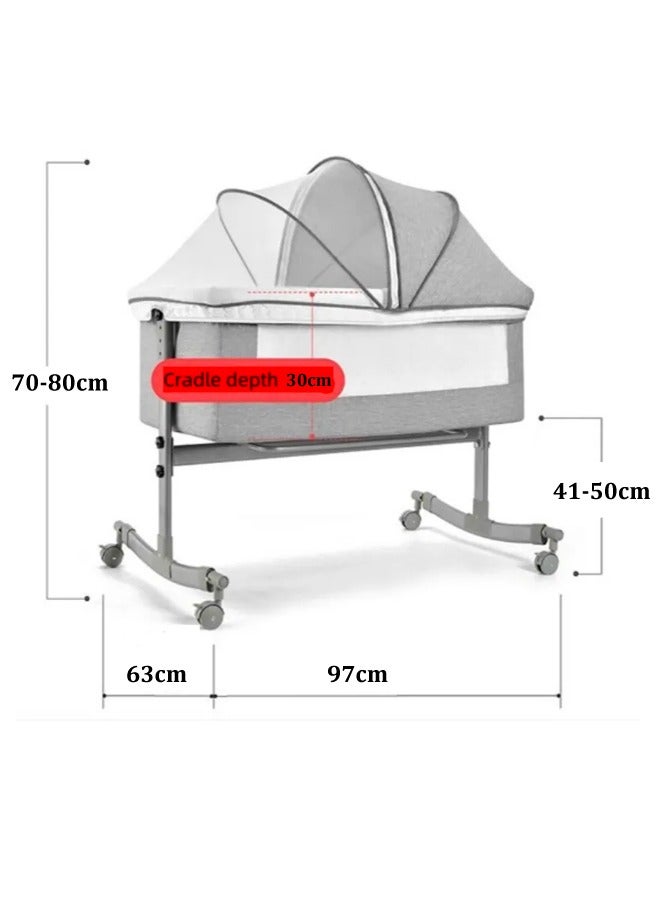 4-In-1 Multifunction Height Adjustable Bedside Sleeper And Nets, Bassinet for Newborn Infant Baby