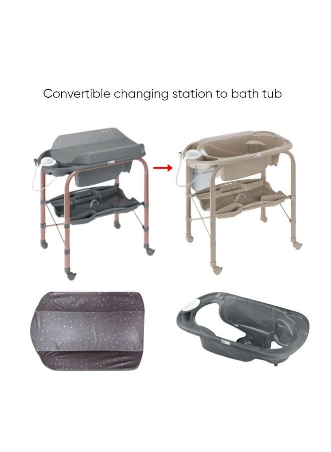 Changing Table With Storage Foldable And Portable With 4 Wheels, Age 0-6 Months