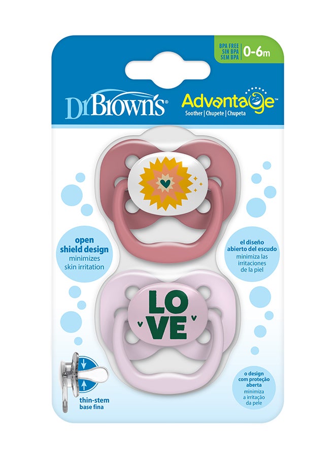 Pack Of 2 Advantage Stage-1 Pacifier With Clip, 0-6 Months