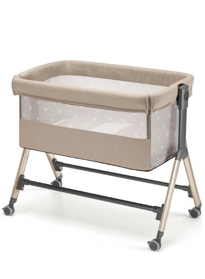 Sempreconte Baby Bedside Crib, Mesh Beige