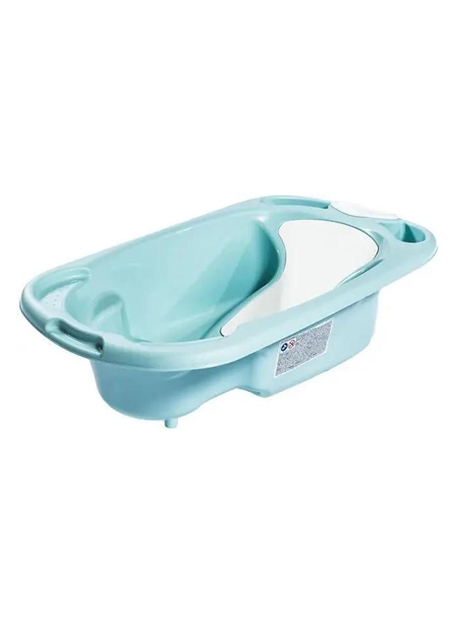 Baby Bagno Bath Tub - Blue , Bathtime For Baby, Soap And Sponge Trays, Shower Accessory, Support Feet, Plug To Drain The Water, From 0 To 12 Months, Made In Italy