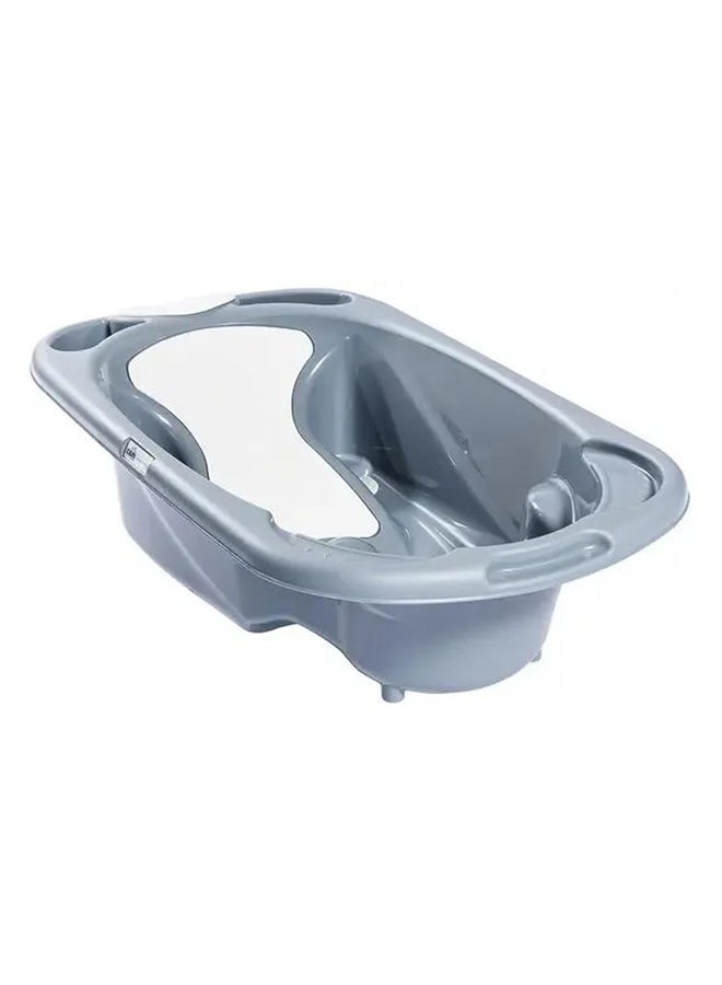 Baby Bagno Bath Tub - Gray, Bathtime For Baby, Soap And Sponge Trays, Shower Accessory, Support Feet, Plug To Drain The Water, From 0 To 12 Months, Made In Italy