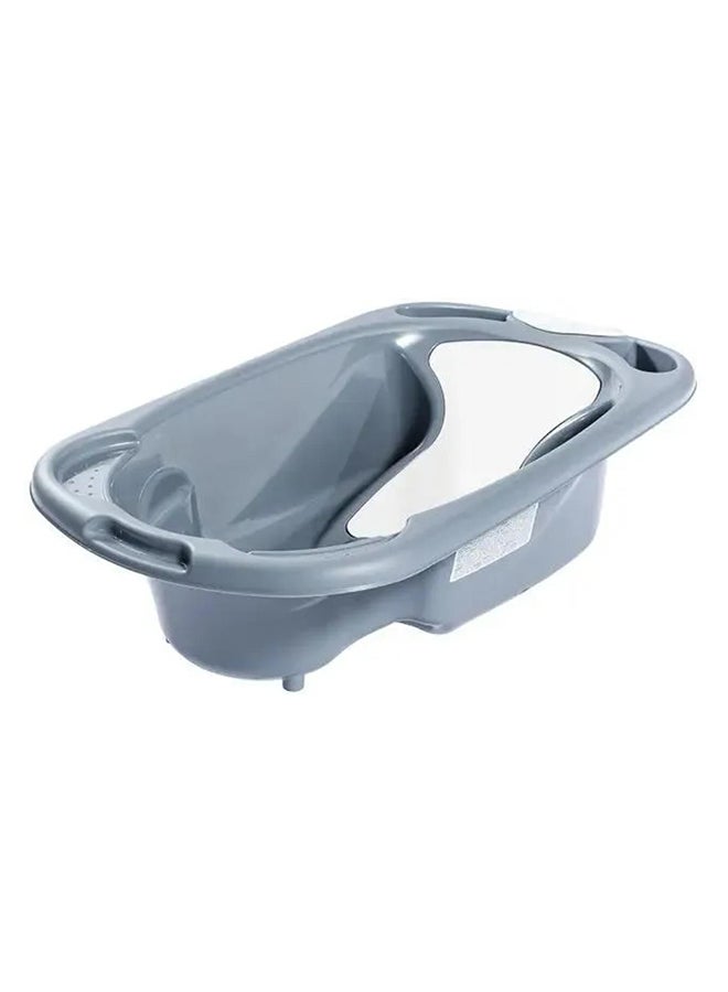 Baby Bagno Bath Tub - Gray, Bathtime For Baby, Soap And Sponge Trays, Shower Accessory, Support Feet, Plug To Drain The Water, From 0 To 12 Months, Made In Italy