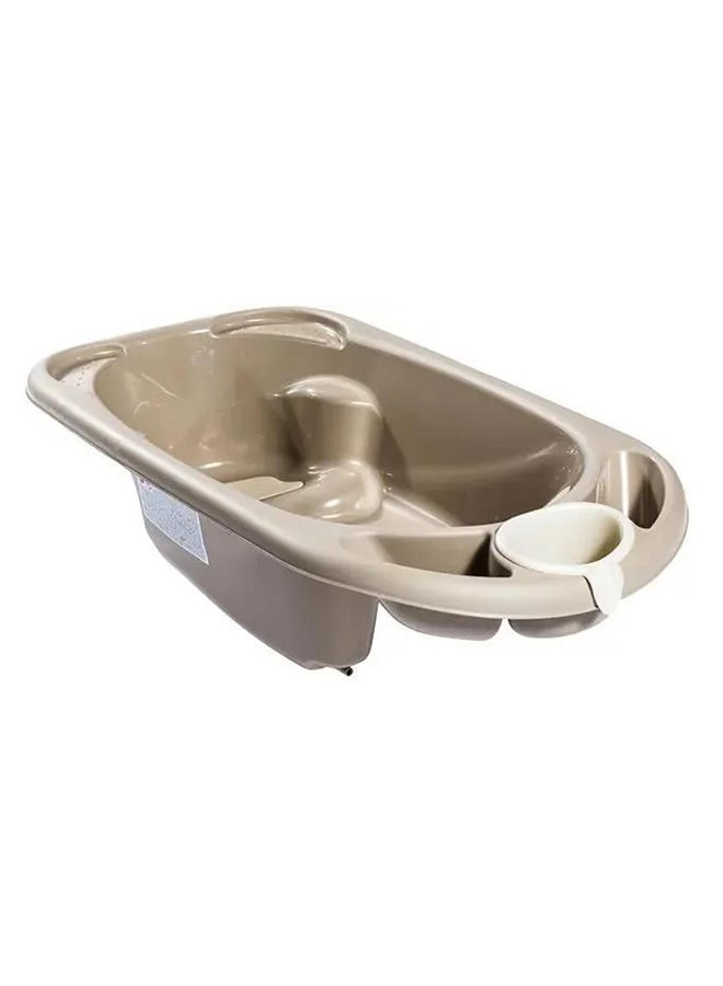 Baby Bagno Bath Tub - Brown , Bathtime For Baby, Soap And Sponge Trays, Shower Accessory, Support Feet, Plug To Drain The Water, From 0 To 12 Months, Made In Italy