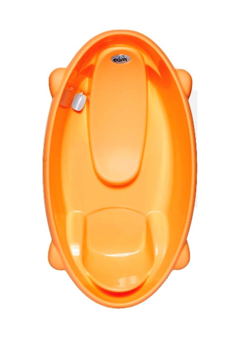 Bollicina Baby Bath Tub - Orange, 1 Piece - From 0 To 12 Months, Support Feet And Plug To Drain The Water, Newborn Bath Tub For Baby, Portable Baby Bathtub, Made In Italy