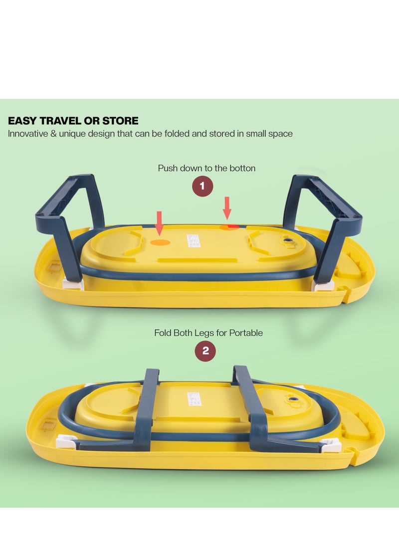 Baybee Avery Foldable Baby Bath Tub for Kids, Baby Bath Seat with Soft Cushion & Drainer, Kids Bathtub for Baby with Non-Slip Base, Kids baby bath tub for 0 to 2 years Old