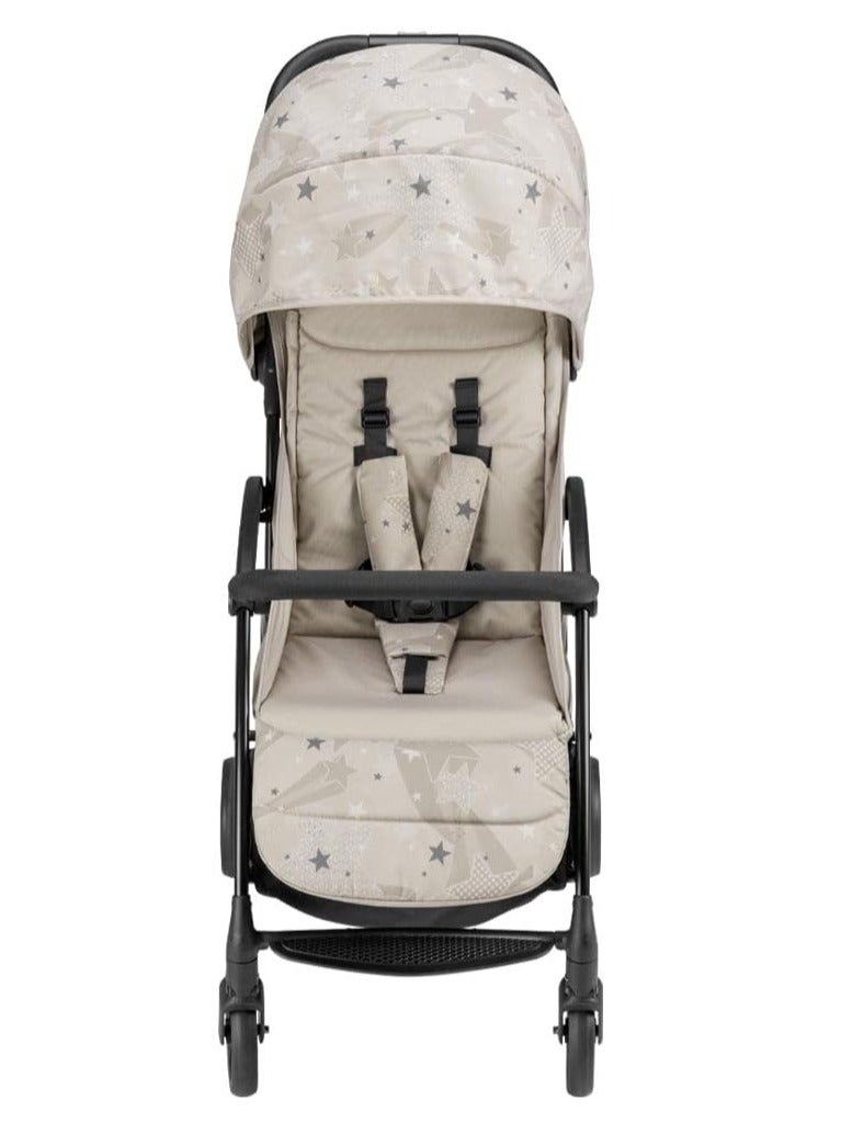 Easy To Carry Super Compact Folding Giramondo Stroller Beige,  Lightweight With Adjustable Seat Four Wheels, Aluminium Frame, 5-Point Safety Harness