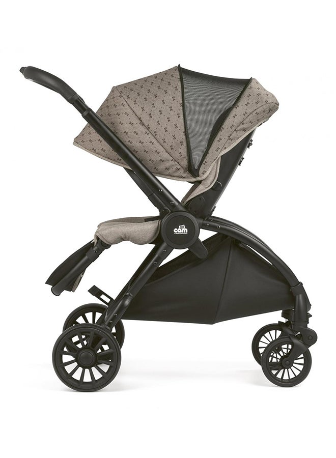 Vogue Baby Travel System - Grey, From 0 To 4 Years Old, Spacious Carrycot, Mattress, Hood With Extendable Sun Visor, Rocking Function, Compact Folding Pushchair, Made In Italy, Safety Harness