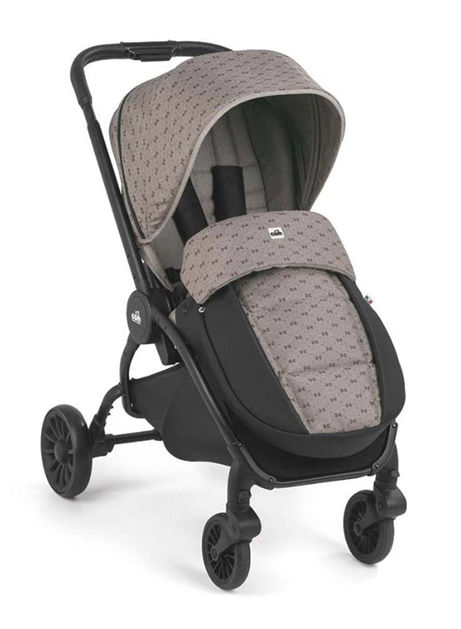 Vogue Baby Travel System - Grey, From 0 To 4 Years Old, Spacious Carrycot, Mattress, Hood With Extendable Sun Visor, Rocking Function, Compact Folding Pushchair, Made In Italy, Safety Harness