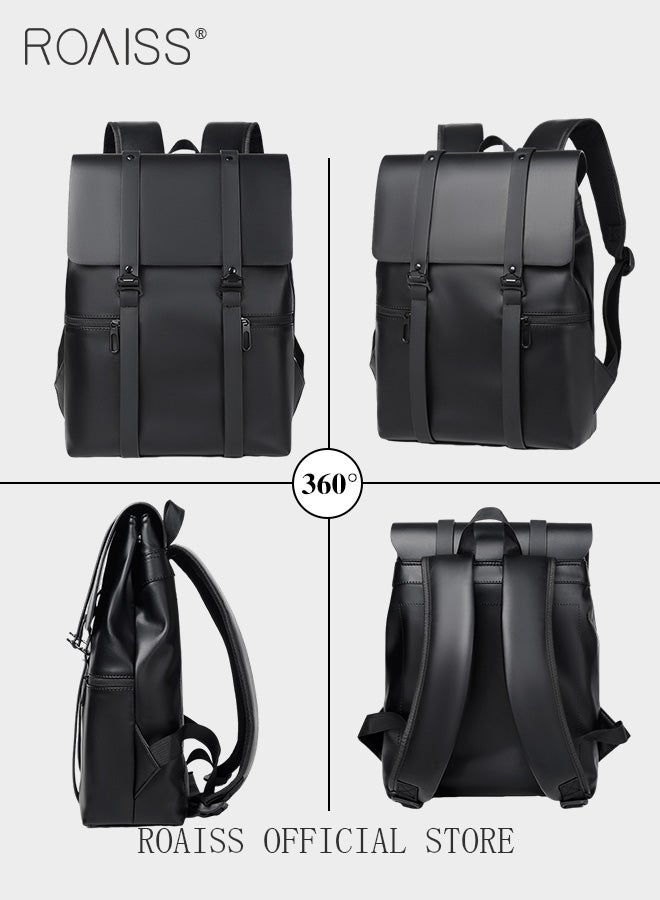 Unisex Multifunctional Backpack PU Waterproof Fabric Large Capacity Student Bookbag Business Commute Laptop Bag Short Trip Travel Rucksack